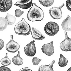 Fig fruits Hand drawn watercolor illustration Nature natural product Seamless pattern set Print textiles Garden agriculture
