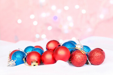 christmas balls on snow