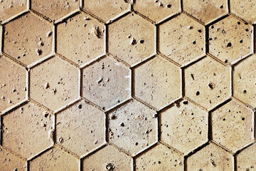 Background of stone paving stones in the city. The texture is natural. Copy space..