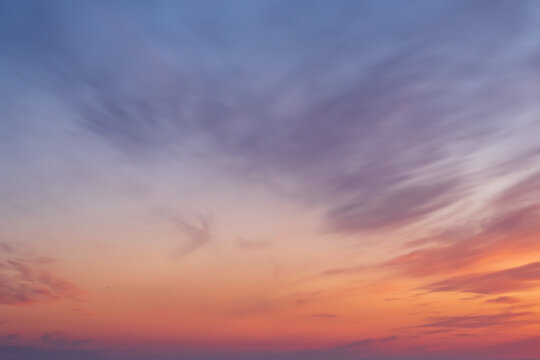 sky at sunset with blurry clouds, cirrus clouds