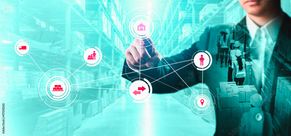 Poster smart warehouse management system with innovative internet of things technology to identify package 