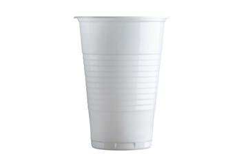 Disposable white plastic cup on a white background. Isolate.