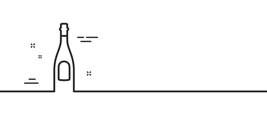 Champagne bottle line icon. Anniversary alcohol sign. Celebration event drink. Minimal line illustration background. Champagne line icon pattern banner. White web template concept. Vector