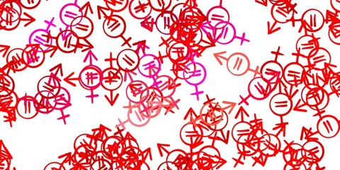 Light Red vector texture with women's rights symbols.
