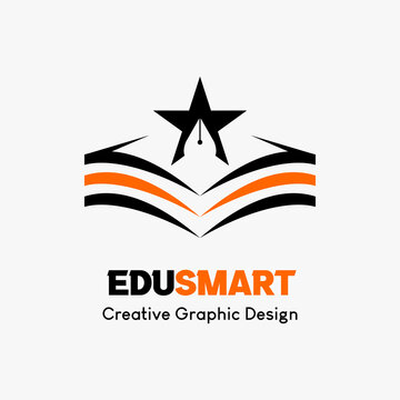 logo symbol for education. education book icon and the point of the pen in the star. education vector logo template.