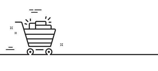 Shopping cart line icon. Sale Marketing symbol. Special offer sign. Minimal line illustration background. Shopping cart line icon pattern banner. White web template concept. Vector © blankstock