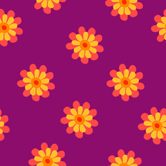 Seamless vector pattern depicting abstract flowers, plants, leaves. Vector illustration
