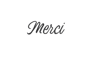 Merci. Beautiful greeting card calligraphy text. Hand drawn modern lettering.