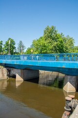 Blue Bridge over the Obvodny Canal in Kronstadt on Kotlin Island, Russia