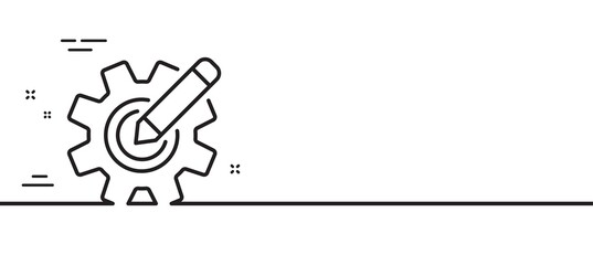 Cogwheel line icon. Engineering tool sign. Edit settings symbol. Minimal line illustration background. Cogwheel line icon pattern banner. White web template concept. Vector