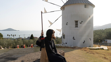 woman walking in the city