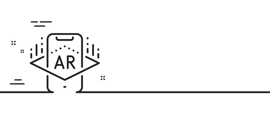 Augmented reality phone line icon. VR simulation sign. 3d view symbol. Minimal line illustration background. Augmented reality line icon pattern banner. White web template concept. Vector