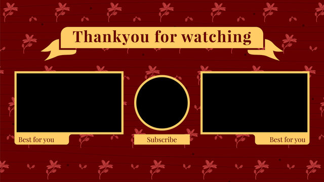 elegant maroon background with red flower decoration end screen video outro for vlogger or content creator