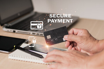 The concept is online Shopping on Laptops computers and mobile banking, internet payment using credit cards via mobile phones, digital marketing, and E-commerce.