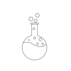 Round bottom flask containing chemicals. Flask icon. 