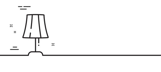 Table lamp line icon. Bedside light sign. Interior illuminate symbol. Minimal line illustration background. Table lamp line icon pattern banner. White web template concept. Vector