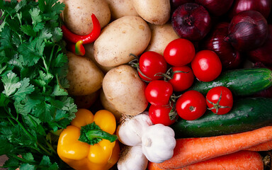 Assortment of vegetables,close-up, top view, no people