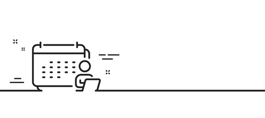 Accounting calendar line icon. Annual report sign. Event planner symbol. Minimal line illustration background. Accounting line icon pattern banner. White web template concept. Vector