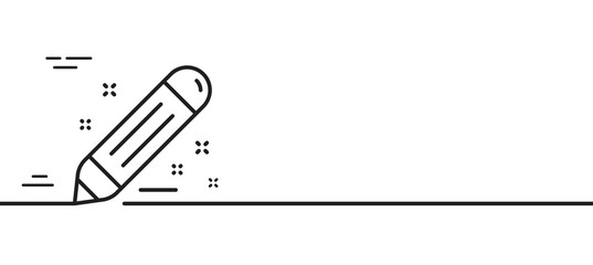 Brand contract line icon. Pencil sign. Edit social marketing report symbol. Minimal line illustration background. Brand contract line icon pattern banner. White web template concept. Vector
