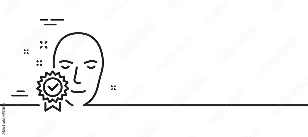 Poster face verified line icon. access granted sign. facial identification success symbol. minimal line ill