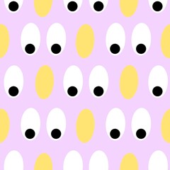 Seamless pattern, funny background with eyes and nose, repeating ovals, suitable for your design