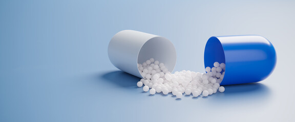 An open pill capsule spilling the active ingredient