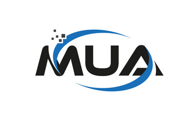 dots or points letter MUA technology logo designs concept vector Template Element	
