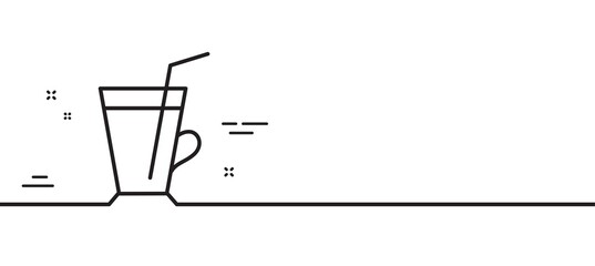 Coffee cup line icon. Hot latte sign. Tea drink mug symbol. Minimal line illustration background. Coffee cup line icon pattern banner. White web template concept. Vector