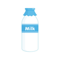 かわいい牛乳瓶 - Milkの文字入りラベル付きのレトロな瓶入り牛乳 - 影付き
