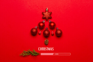 Composition with the design of Christmas loading on a red background