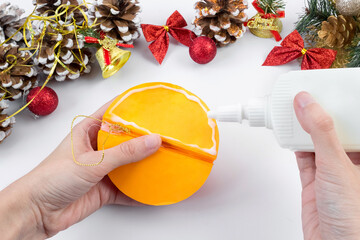 DIY colored paper tiger. Christmas and New Year's toy on the tree. Symbol of 2022. Children's...
