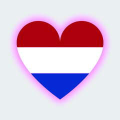 Flag of Netherland in heart. Netherland flag vector.