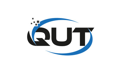 dots or points letter QUT technology logo designs concept vector Template Element	
