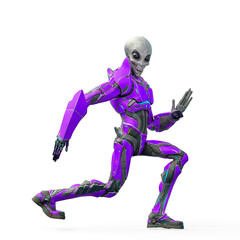 mega alien is doing a robot dance