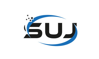 dots or points letter SUJ technology logo designs concept vector Template Element	