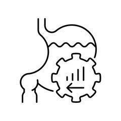 Symptoms of stomach problems (Gastroparesis). Line icon concept