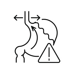Symptoms of stomach problems (heartburn). Line icon concept