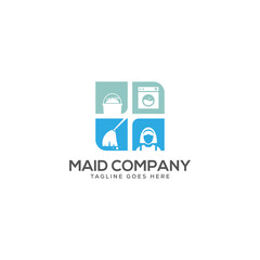 maid services logo design template for business, house, home care services
