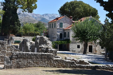 Fototapeta na wymiar Ruins of the ancient city of Salona (Solin) - Former capital of the Roman province of Dalmatia, Croatia