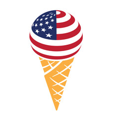 Usa flag ice cream in waffle cone