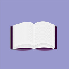 an open purple book with lines