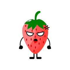 Angry strawberry fruit character. Angry strawberry fruit mascot.
