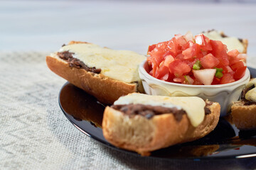 Traditional Mexican breakfast of molletes served.