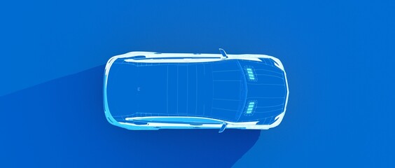 Futuristic isometric smart car and icons with machine benefits