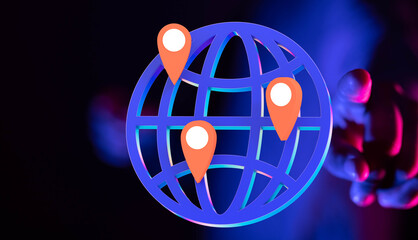 Map of the planet. World map. Global social network