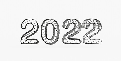 year 2022 in numbers 3d modern