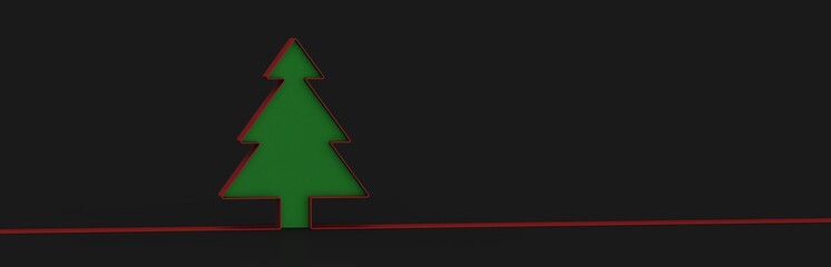 Minimalistic style christmas tree 3d