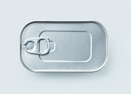 metal can isolated on grey background