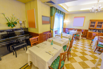 Classic dining room in luxury restaurant hotel.