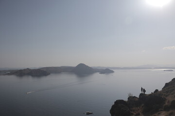 Back view on the top of Padar Island, Labuan Bajo, Indonesia